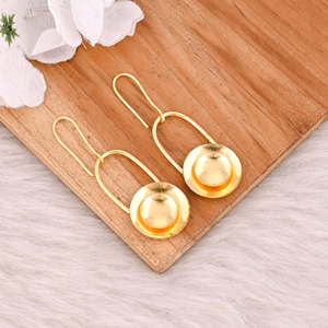 Simple Plain Brass Handmade Designer Earring <b>Yellow</b> Gold Plated Drop Earrings Jewelry Gifts Customized Wholesale Manufacturer - Product Image 3