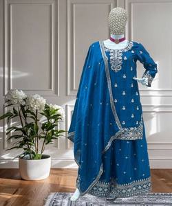 NUEVA LLEGADA CHINON SECUENCIA DE BORDADO DE SECUENCIA TOP DE TRABAJO PALAZZO CON DUPATTA ROPA DE BODA PRECIO AL POR MAYOR ROPA ÉTNICA - Product Image 2