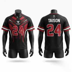 Camiseta de Lacrosse para Hombre, 160 GSM, Poliéster Premium Transpirable, Absorbe la Humedad, Diseño Geométrico Verde Dorado, Panel Frontal con Transferencia Térmica - Product Image 1