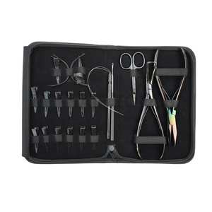 <b>Hair</b> <b>Extension</b> Tools Kit Flat Crimping Pliers Microbead Opening & Removing Plier Loop Hook Needle Mini Scissors Ring & <b>Clips</b> - Product Image 1