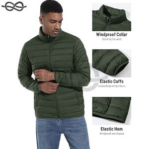 Chaquetas acolchadas ligeras para hombre, chaqueta de invierno hinchada cálida con cuello levantado, Abrigo acolchado repelente al agua a prueba de viento para clima frío - Product Image 6