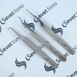 Pince à épiler d'extension de cils classique en or rose OEM 2024 Logo personnalisé en acier inoxydable 2 pièces pince à sourcils à pointe pointue incurvée - Product Image 4