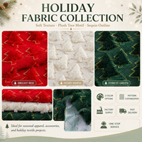 Tissu à sequins pour sapin de Noël, tissu brodé en relief 3D pour vêtements de fête, décoration textile de maison
