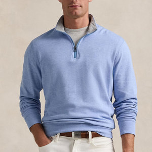 100% coton polaire pas cher prix personnalisé uni hommes sweats Pakistan fait demi fermeture éclair sweats à capuche sweat pour hommes - Product Image 1