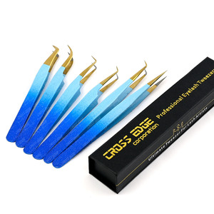 Pointe de fibre professionnelle longue pince à épiler classique incurvée à 35 degrés Extension de cils ventilateurs faciles Volume pince à épiler Isolation légère - Product Image 1