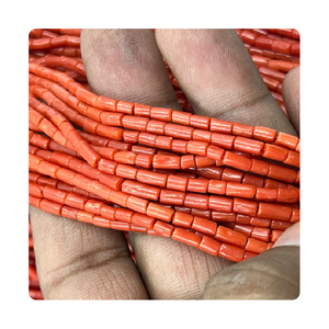 Collar de piedras preciosas de Coral italiano, cuentas de alta calidad, pulido suave, forma de tubo de 4mm, aproximadamente 20 pulgadas de largo, joyería de Coral italiano - Product Image 5