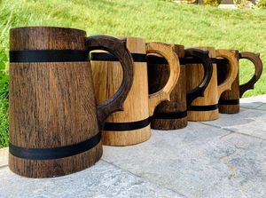 Jarra de cerveza vikinga con estilo de alta calidad, taza marrón Retro hecha a mano de madera, jarra de cerveza de roble, taza de cerveza tallada en madera para Navidad - Product Image 6