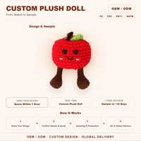 Porte-clés personnalisé BM Brand Apple en coton doux, jouets en peluche 1584 cm, directement de l'usine, unisexe, pour fêtes