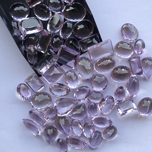 Pierre d'améthyste rose du Brésil naturelle 14mm 16mm 18mm à facettes taille libre pierre précieuse en vrac vente en gros poire ovale octogone taille émeraude - Product Image 3