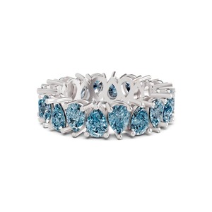 Anillo Eternity Grand Ice Blue Pear con Diamantes Cultivados en Laboratorio de 2.00 Ct Tw, Oro Sólido de 14K, Color Azul Hielo, Claridad VS, 27 Diamantes de Alto Cuarate - Product Image 3