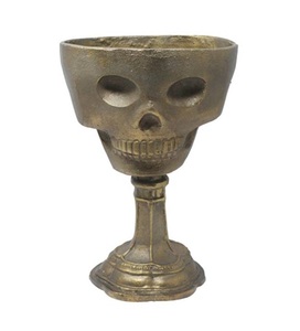 Calice en bronze antique, crâne gothique, gobelet médiéval, décoration d'horreur pour les fêtes d'Halloween et les bars à thème, installation facile sur table. - Product Image 1