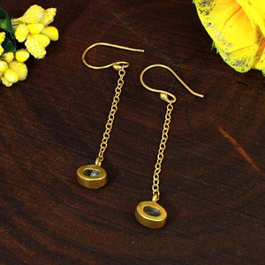 ต่างหูระย้าแฟชั่นกระจกแตกสีเขียว - Product Image 4