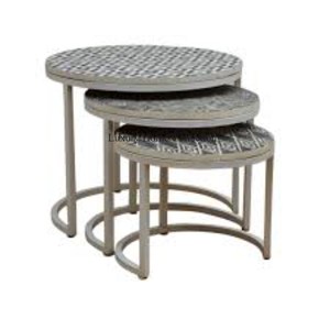 Metal Home & Hotel Living Room Decorative Furniture <b>Nesting</b> <b>Table</b> With Black Color Powder Coated Frame & Wooden Top Round Shape - Product Image 4