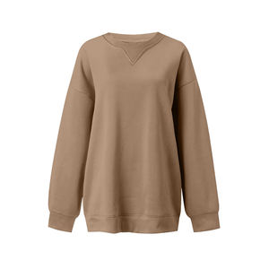 Sweat à capuche en coton double face écologique pour femmes pull à épaules tombantes respirant avant imprimé Logo pour l'hiver - Product Image 6