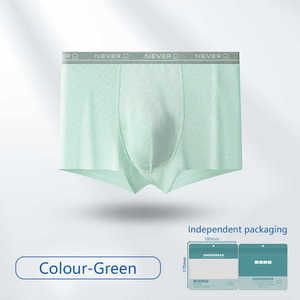 [4 pièces par boîte] hommes glace soie sans couture été Boxer sous-vêtements respirant durable en gros adulte mi-taille grande taille - Product Image 3