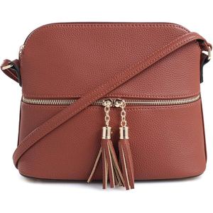 Sac à bandoulière pour femme en cuir PU texturé galet, style minimaliste, avec fermeture éclair - Product Image 1
