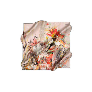 Vintage Designer Silk Scarf-Floral Leopard Print Square Crepe Satin 100% Silk for Spring Summer Autumn - Product Image 1