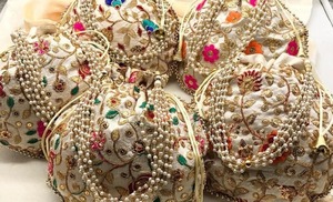 Silk Embroidered Potli Bag Clutch Wedding <b>Favor</b> Bridesmaid Bulk Gifting for Guests Traditional Indian Pouch Special Occasions - Product Image 3