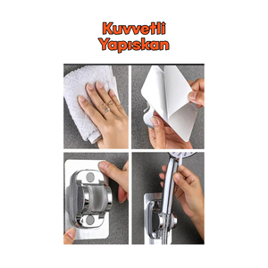 Chrome Self-Adhesive Nano <b>Shower</b> Head <b>Holder</b> 15 Kg Capacity Easy Clean <b>Bracket</b> - Product Image 4