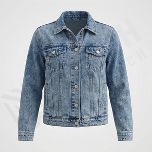 Vestes en jean pour femmes de haute qualité, coupe ajustée, tendance automne, couleur personnalisée, vestes en jean longues surdimensionnées, streetwear élégant - Product Image 1