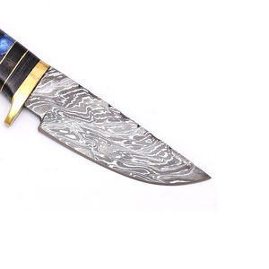 Burraq Ecommerce Custom Handmade Damascus Steel Multi-Functional Skinner <b>Knife</b> Resin Handle Leather <b>Sheath</b> 9-Inch Overall Length - Product Image 6