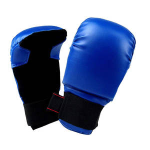 Gants de karaté bleus, mitaines de karaté pour l'entraînement et le combat, cuir PU durable, protections pour les mains d'arts martiaux avec poignet élastique - Product Image 1