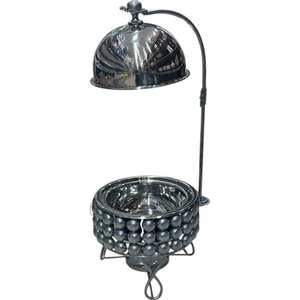 Lujoso calentador de alimentos y cazuela con acabado negro y plateado, ideal para catering de bodas y vajilla de alta gama - Product Image 1