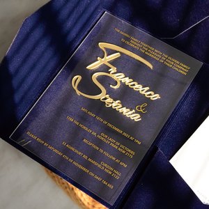 فاخر فاخر كحلي أسود مخملي ثلاثي الطيات 5x 7 جيوب 3 أضعاف بطاقات دعوة Quinceanera 15 دعوة - Product Image 4