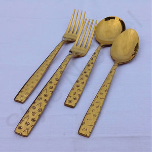 Vàng thiết lập dao kéo với thiết kế thép không gỉ ăn tối dao muỗng tại giá bán buôn bạc bạc ngã ba đặt dao kéo - Product Image 1