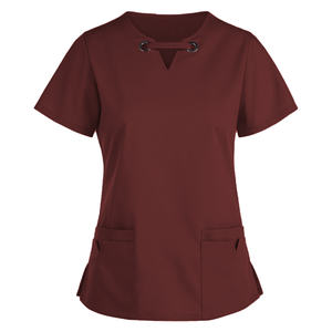 Usine directe femmes uniforme col en V haut infirmière Logo personnalisé tailles hôpital médical clinique Spa Salon prix de gros ensemble de gommage - Product Image 6