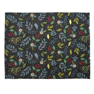 Juego de manteles individuales negros de algodón 100% de 4 piezas, manteles decorativos con diseño de flores, 35x45cm, accesorio de mesa de comedor elegante duradero - Product Image 1