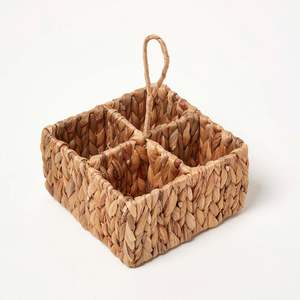 Top quality <b>water</b> hyacinth cutlery organizer weaving flatware caddy utensil <b>container</b> baskets - Product Image 5