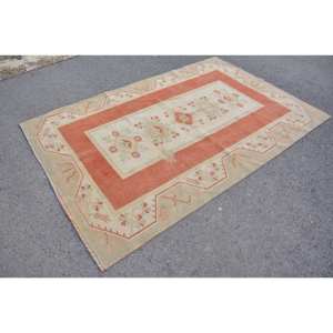 Alfombra turca Vintage tradicional naranja Beige 5,2X7,9 pies clásica área grande tejido plano patrón de retazos lana látex para pasillo - Product Image 3