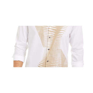 Camicia Casual da Uomo Alfani, Vestibilità Classica, Stampa Astratta a Righe, 100% Cotone Popeline Traspirante, Bianca, Taglia XL - Product Image 3