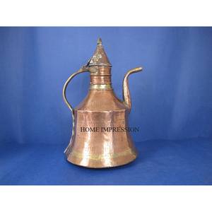 <b>Arabic</b> Dallah Copper Made Coffee Pot with Embossed Lid Available in Multiple Sizes Shiny Polish Finish Heat-Resistant Metal - Product Image 5