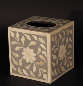 Servilletero cuadrado hecho a mano con incrustaciones de hueso, organizador de servilletas, contenedor, caja de pañuelos, servilletero para el hogar y la cocina - Product Image 5