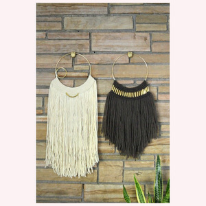 Decoración de pared de hilo vertical grande Arte de fibra de textura suave en gris y blanco de dos tonos para un estilo elegante para el hogar - Product Image 3