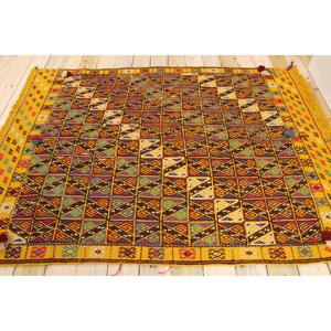 Tapis vintage, tapis de sol de 5,1 x 6,9 pieds, tapis turc en laine jaune camouflage - Product Image 2