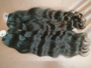 Extensions de cheveux naturels ondulés de 18 pouces, couleur naturelle, en mèches - Product Image 4