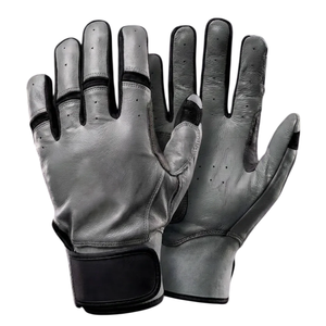 Stealth Grey Professional Baseball Batting Gloves | Premium Cowhide Leather Construction for Precision Grip and Elite Comfort - Product Image 1