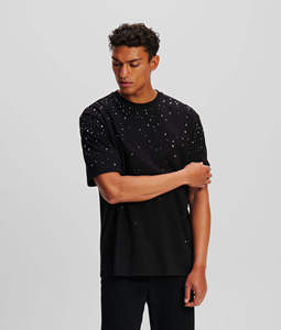 Camiseta de manga corta para hombre, negra, con estampado gráfico, corte relajado, cuello redondo, estilo casual y urbano. - Product Image 5