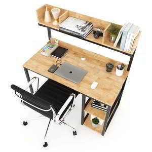 Modern Design Rubberwood Standing <b>Study</b> <b>Desk</b> with Bookshelf 120x60x128(cm) Durable FD68045 for Home Office - Product Image 3