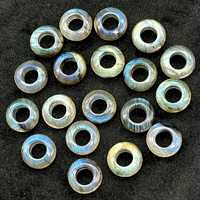 Perles de pierres précieuses sculptées en forme de beigne en labradorite bleue naturelle 12 MM