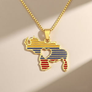 QIKU Collana con Ciondolo a Forma di Mappa del Venezuela Cuore e Stella Gioielli per Donna Ragazza Catena Girocollo Accessori Regalo di Compleanno - Product Image 1