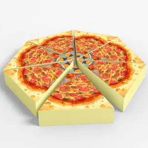 Miglior prezzo usa e getta a conchiglia scatola per pizza in stile confezione una fetta di scatola per pizza gialla triangolare con logo