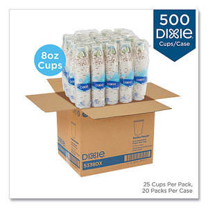Gobelets en papier Dixie PerfecTouch 8 oz, motif Coffee Haze, 25 par manchon, 20 manchons par carton, 500 gobelets, 5338DX - Product Image 1