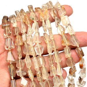 AAA+ Rutilated Quartz 11mm-13mm Faceted Nuggets Natural Golden Rutile <b>Step</b> Cut Tumbled Semiprecious Gemstone Beads for Jewelry - Product Image 2