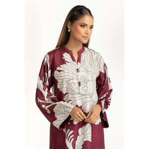 Conjunto Casual de 2 Piezas para Mujer, Color Granate, Textura Dobby, Estampado, Largo por Encima de la Rodilla, Talla XS/XXS, Tela Crepé, para Primavera/Verano - Product Image 6