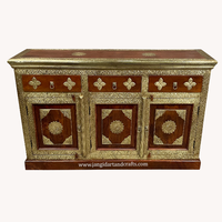 Armoire de rangement de salon coin bois laiton travail deux portes Buffet armoire Buffet rétro pour salle à manger
