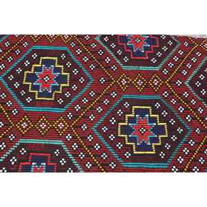 Alfombra Turca Vintage Pequeña de 3x4.6 pies, Alfombra de Lana Roja Kilim - Product Image 5